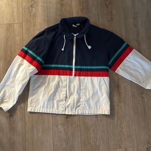 Catalina Bomber Zip Up Jacket Vintage Made In Philippines Size XL Red White Blue